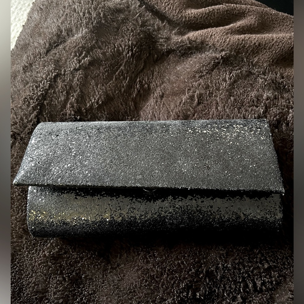 Le Chateau Black Sparkle Clutch Purse